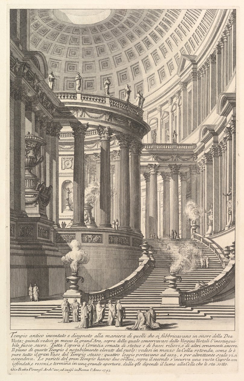 Tanrıça onuruna inşa edilenlerin tarzında tasarlanmış hayali antik tapınak ..., yaklaşık. 1750. by Giovanni Battista Piranesi