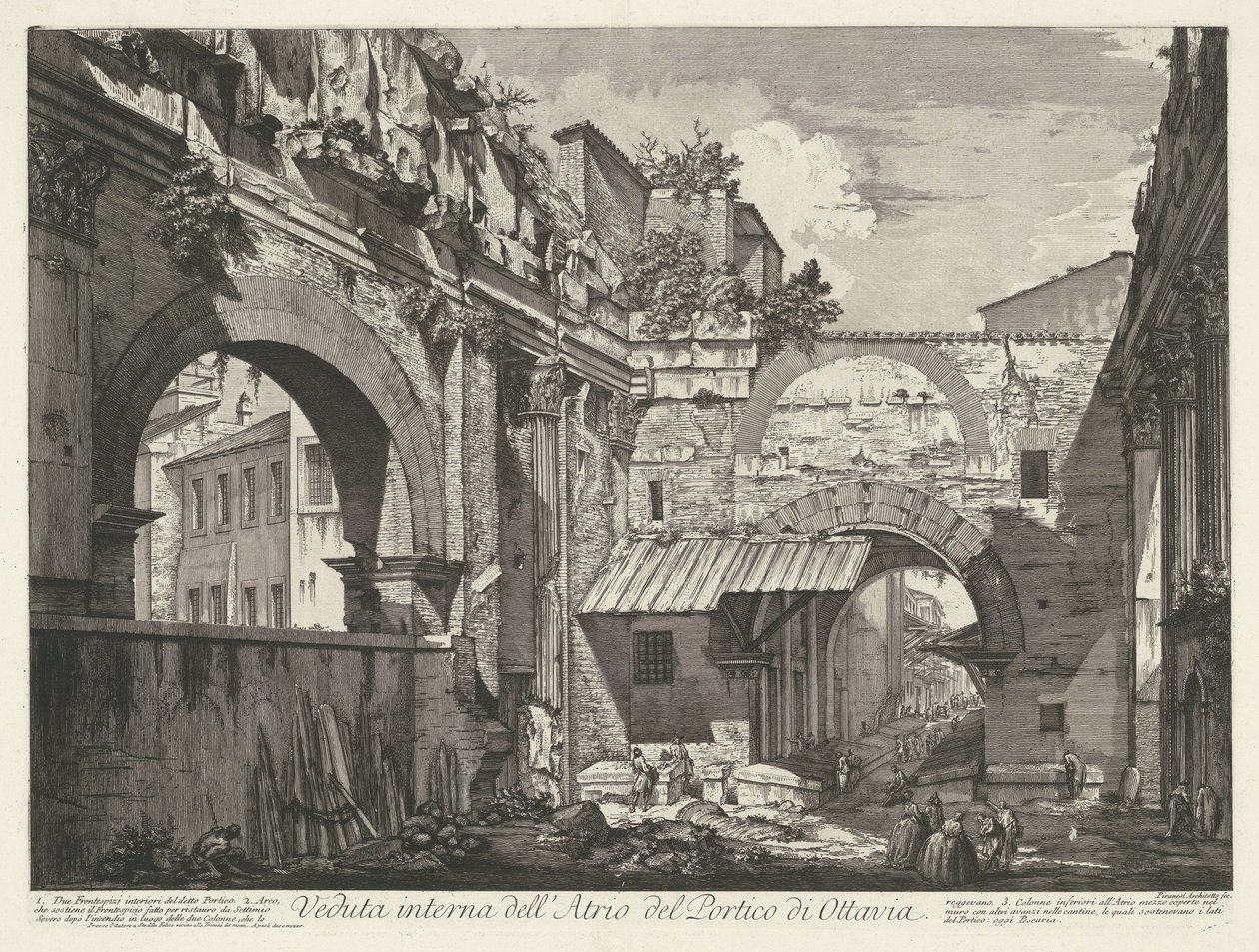 Interieur van de Porticus van Octavia te Roma Octavia Portico Atrium