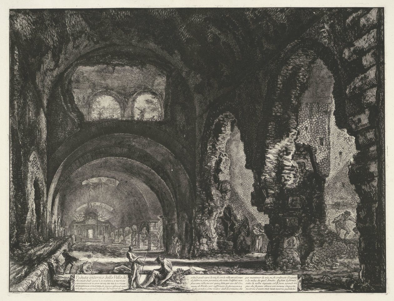 Interieur van de Tempel van Hercules Victor te Tivoli Villa di Mecenate'in iç görünümü (nesne üzerindeki başlık) Gezichten op Roma (dizi başlığı) Giambattista Piranesi mimarı Ve (nez) iano (seri başlığı) tarafından tasarlanan ve oyulan Roma manzaraları by Giovanni Battista Piranesi