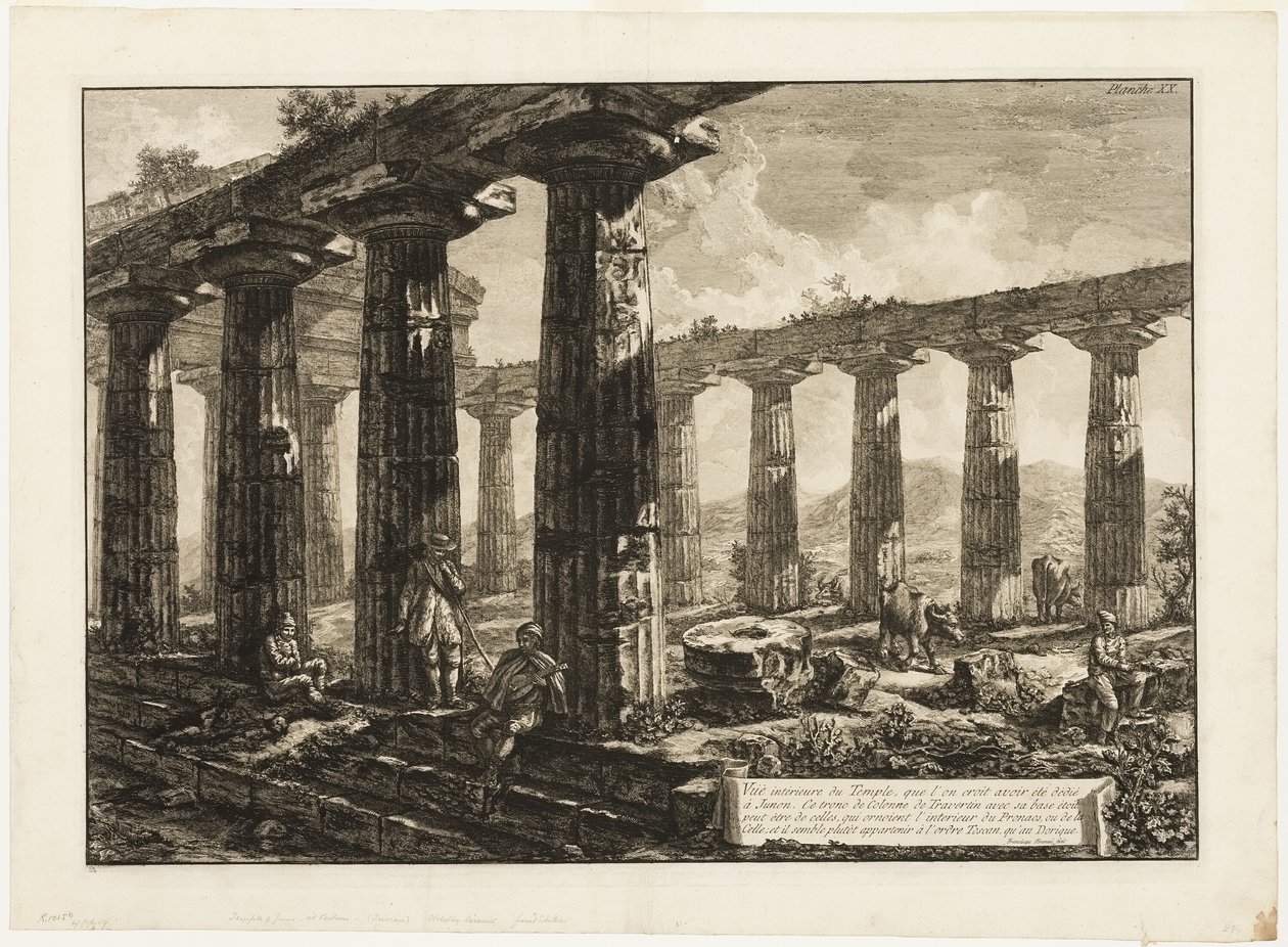 Juno'ya Adandığına İnanılan Tapınağın Paestum'un Farklı Görünümlerinden İç Görünümü by Giovanni Battista Piranesi