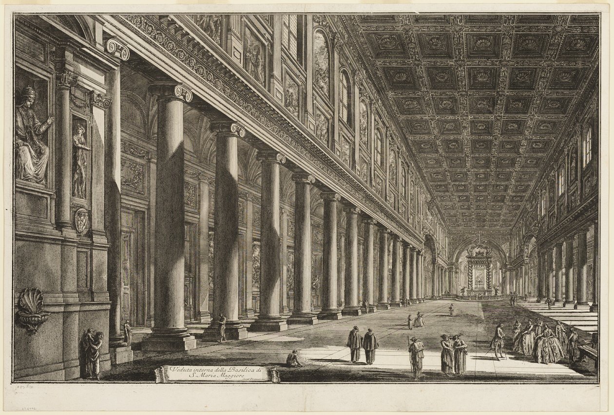 Views of Rome'dan S. Maria Maggiore Bazilikası'nın iç görünümü by Giovanni Battista Piranesi