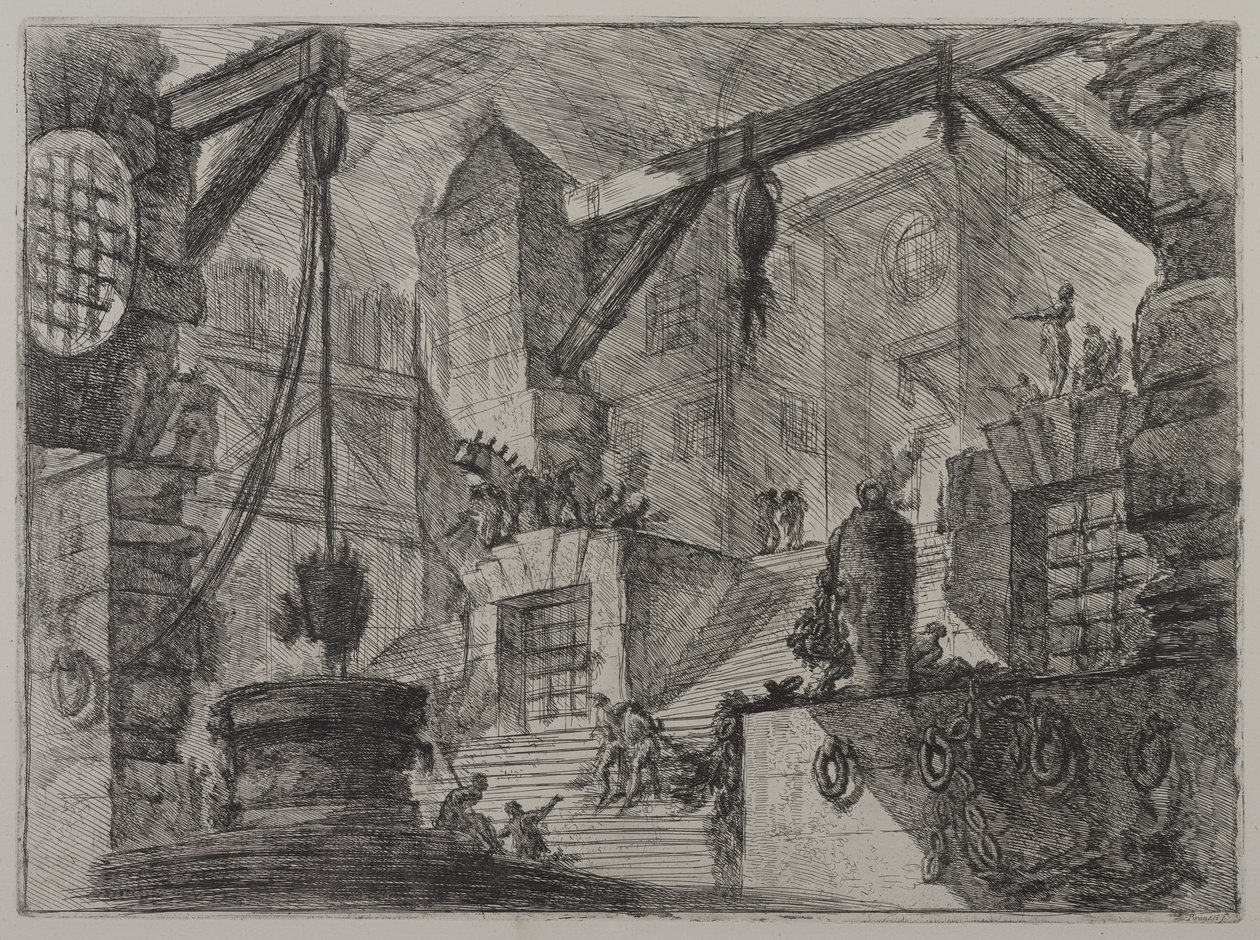 Invenzioni Capric di Carceri; Hind 13, First State of Three, c.1749 (döşemiş kağıt üzerine gravür) by Giovanni Battista Piranesi
