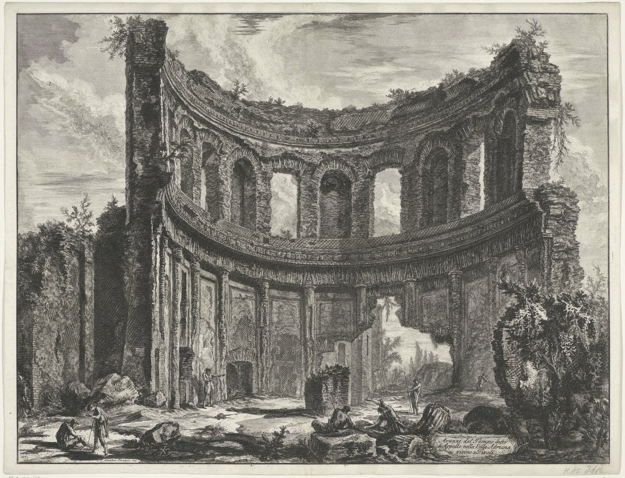 Villa Adriana te Tivoli'de Kleine paleis Tivoli yakınlarındaki Villa Adriana'da Appollo olarak bilinen Tapınağın kalıntıları (nesne üzerindeki başlık) Gezichten op Roma (dizi başlığı) Giambattista Piranesi mimar Ve (nez) iano (dizi) tarafından tasa by Giovanni Battista Piranesi