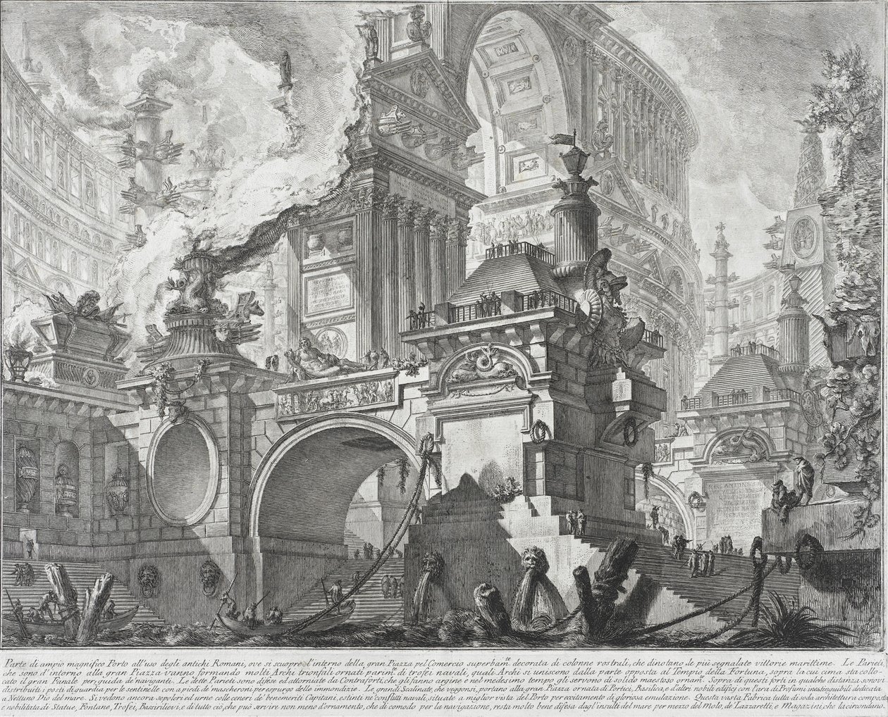 Büyük bir pazar meydanına açılan antik Romalıların kullanımı için geniş ve muhteşem bir Limanın parçası, 1761-80 by Giovanni Battista Piranesi