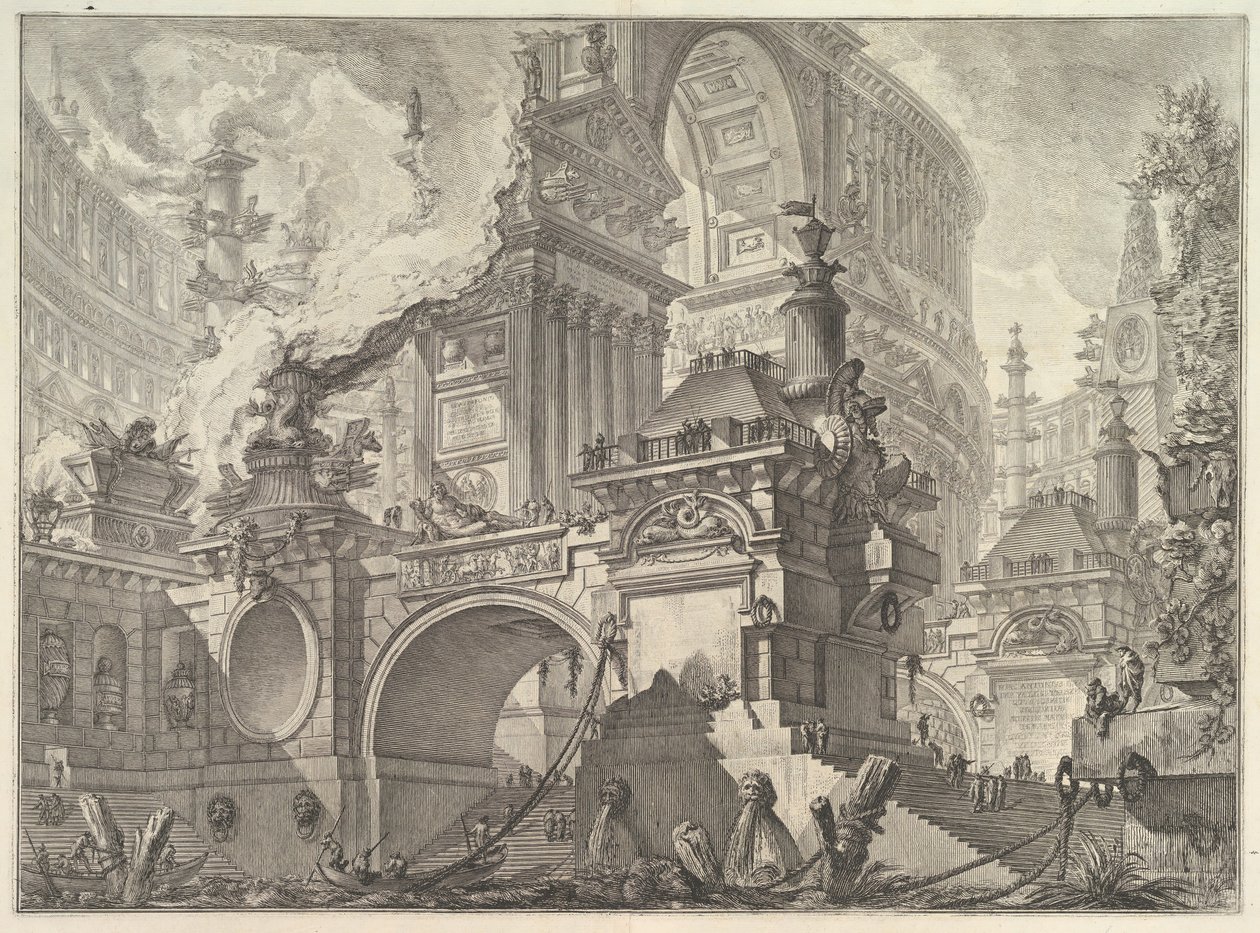 Eski Romalılar tarafından ima edilen, iç kısmının keşfedildiği büyük, muhteşem bir limanın parçası ..., yaklaşık. 1749-50. by Giovanni Battista Piranesi