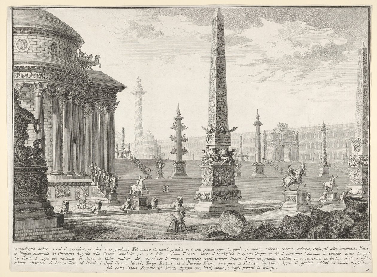 Levha 10: Antik Capitol yaklaşık yüz basamakla yükseldi [...] Campido..., 1743. by Giovanni Battista Piranesi