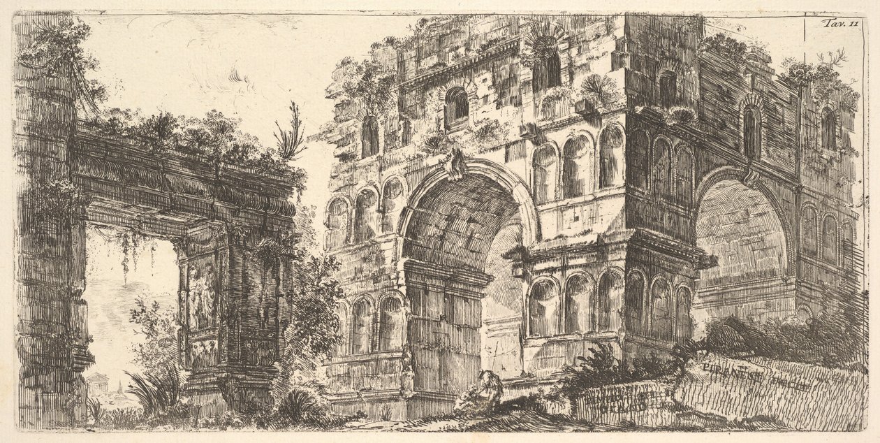 Levha 11: Antichita Romana serisinden Janus Tempio di Janus Tapınağı, yaklaşık. 1748. by Giovanni Battista Piranesi