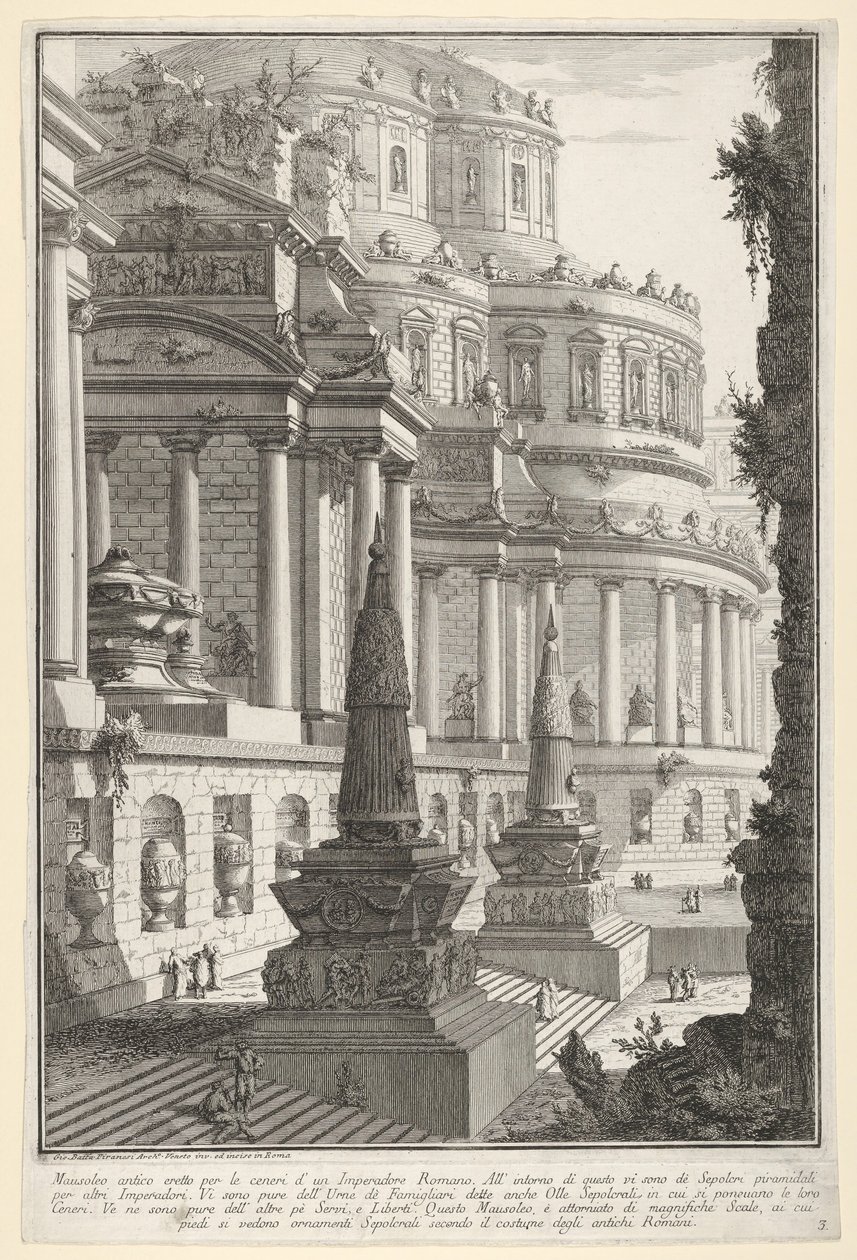 Levha 3: Bir Roma imparatoru Mausoleo antico ere..., 1743
