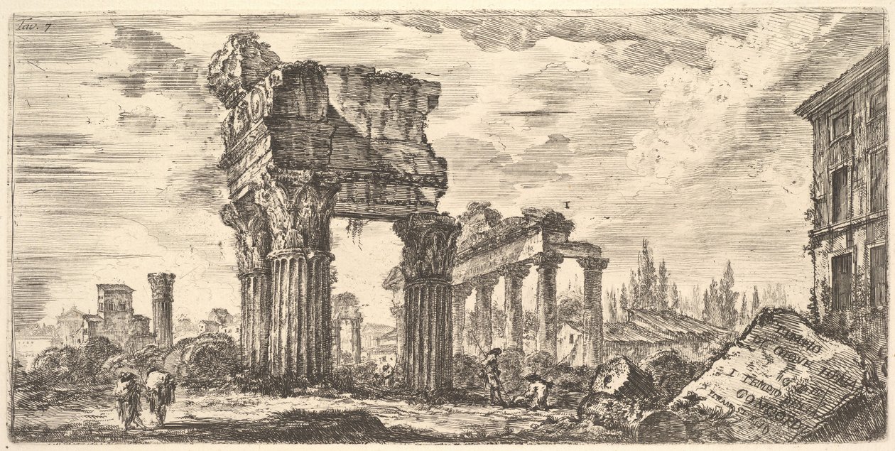 Levha 7: Jüpiter Tapınağı Tonans Gök Gürültüsü Jüpiter. 1. Concord Tapınağı. Sıcaklık..., yakl. 1748. by Giovanni Battista Piranesi
