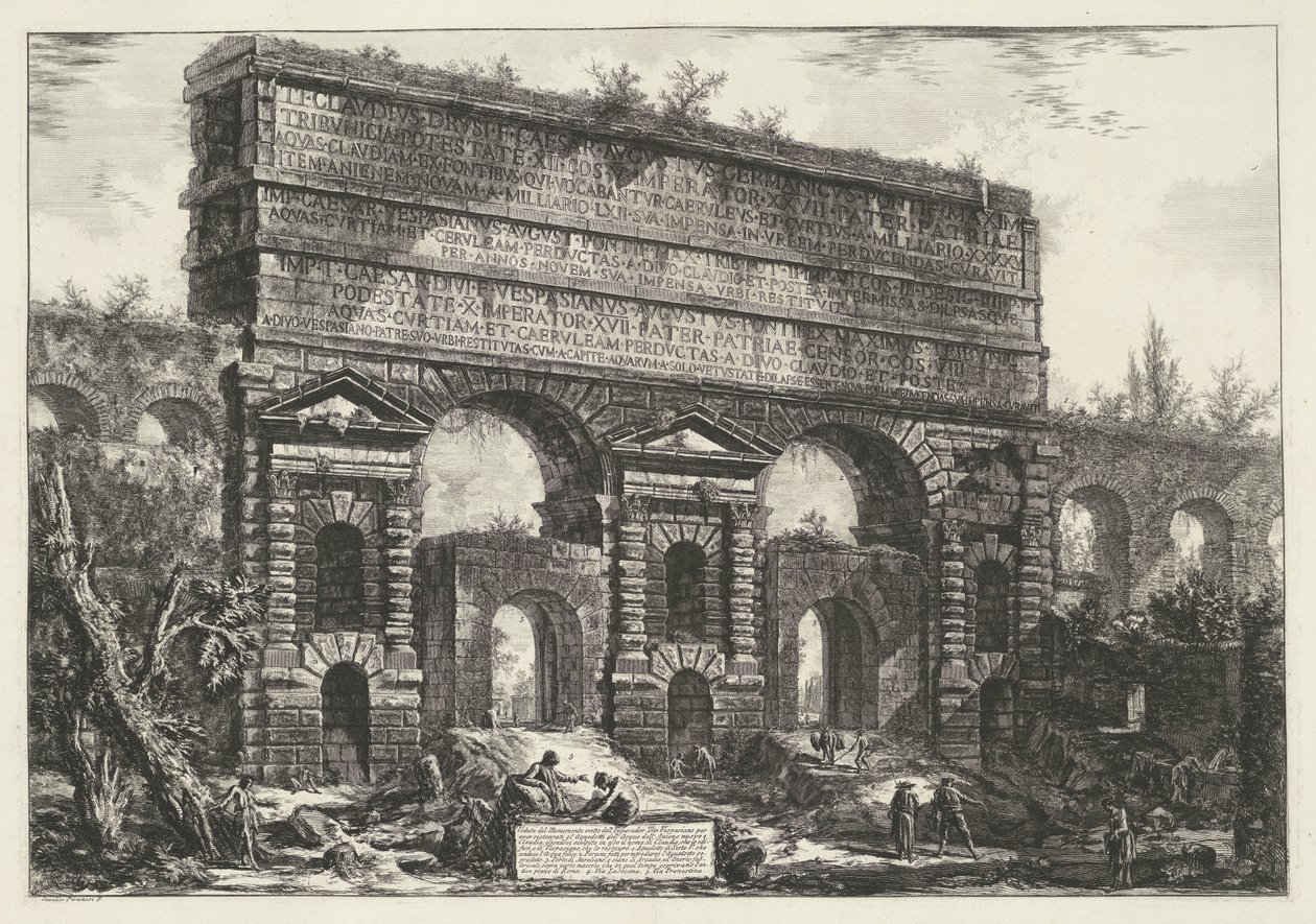 Porta Maggiore ve Roma İmparator Titus Vespasian tarafından dikilen anıtın görünümü (...) (nesne üzerindeki başlık) Gezichten op Roma (dizi adı) Giambattista Piranesi mimarı Ve (nez) iano tarafından tasarlanan ve işlenen Roma manzaraları (seri başlığı) by Giovanni Battista Piranesi