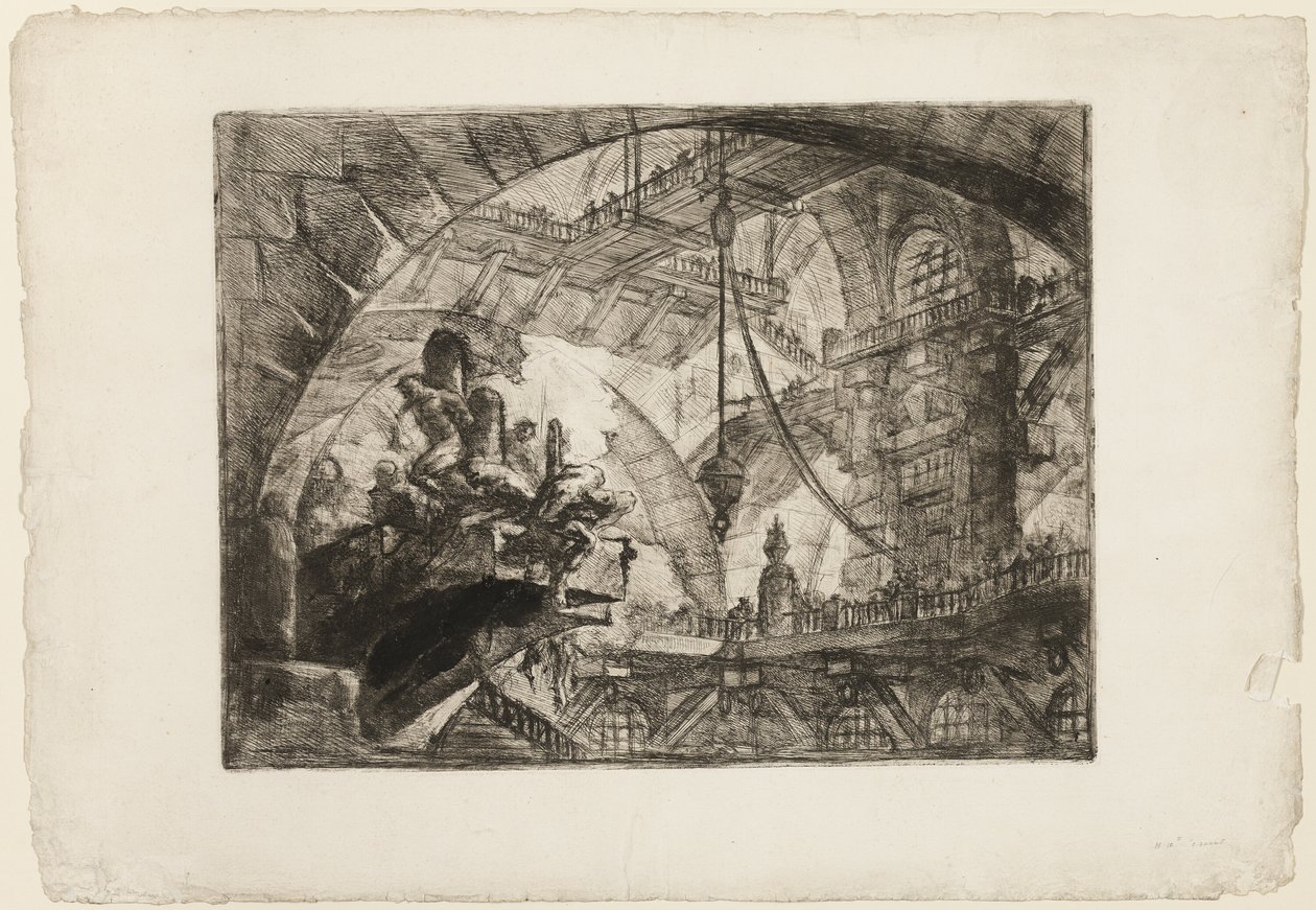 Projeksiyon Platformundaki Mahkumlar, Hayali Hapishanelerden 10. plaka by Giovanni Battista Piranesi