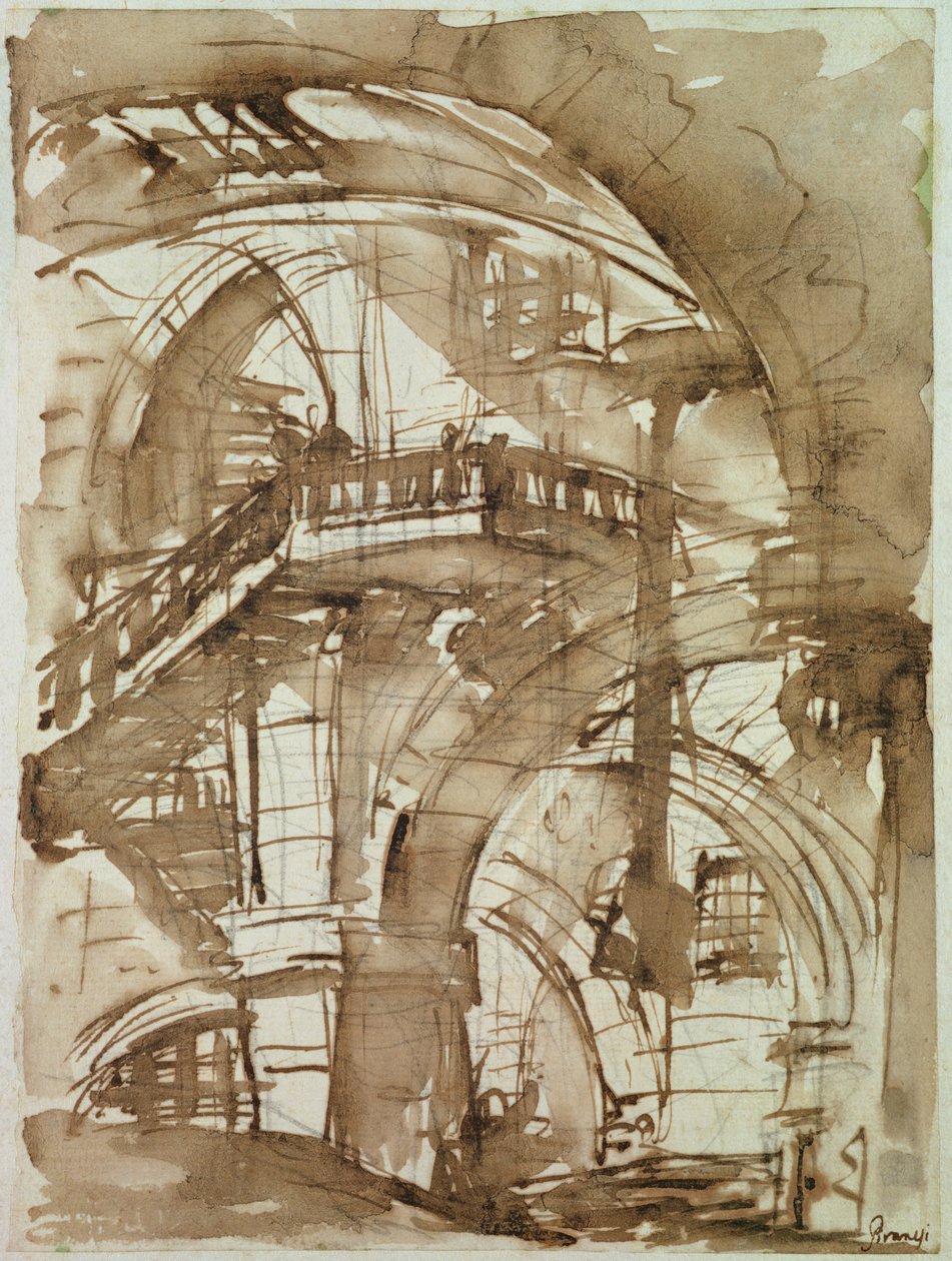 Roman Hapishanesi, c.1744-5 (kalem ve kurşun kalem üzerinde yıkama) by Giovanni Battista Piranesi