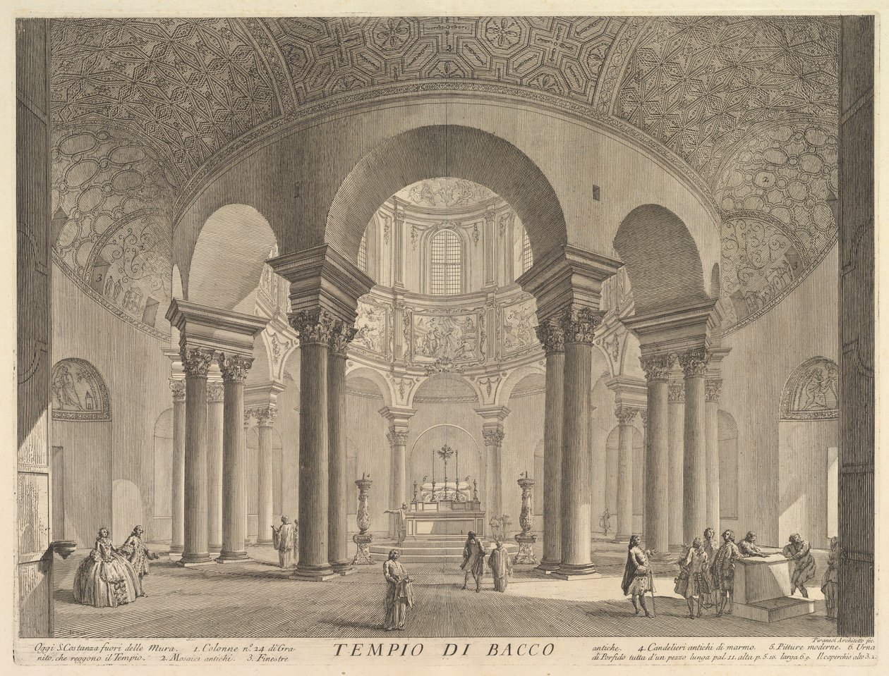 S. Constanza yanlışlıkla Bacchus Tapınağı olarak adlandırıldı S. Kabirinin iç görünümü ..., ca. 1756. by Giovanni Battista Piranesi