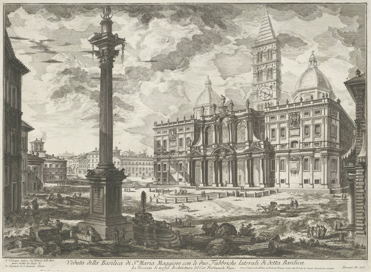 Santa Maria Maggiore te Roma Adı geçen Bazilika'nın iki yan Fabrikası ile Santa Maria Maggiore Bazilikası'nın görünümü (nesne üzerindeki başlık) Gezichten op Roma (dizi başlığı) Giambattista Piranesi mimar Ve (nez) ia tarafından tasarlanmış ve oyul by Giovanni Battista Piranesi
