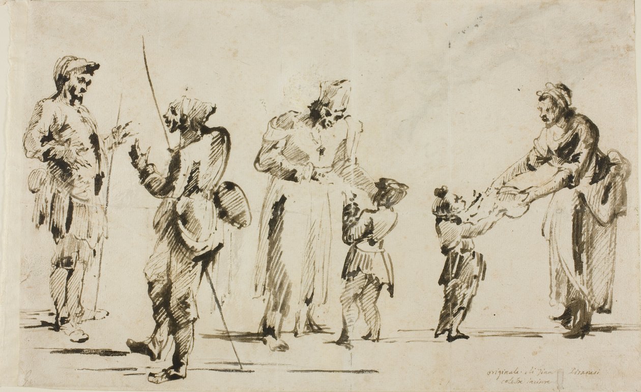 Eskizler Sayfası: Altı Figür by Giovanni Battista Piranesi