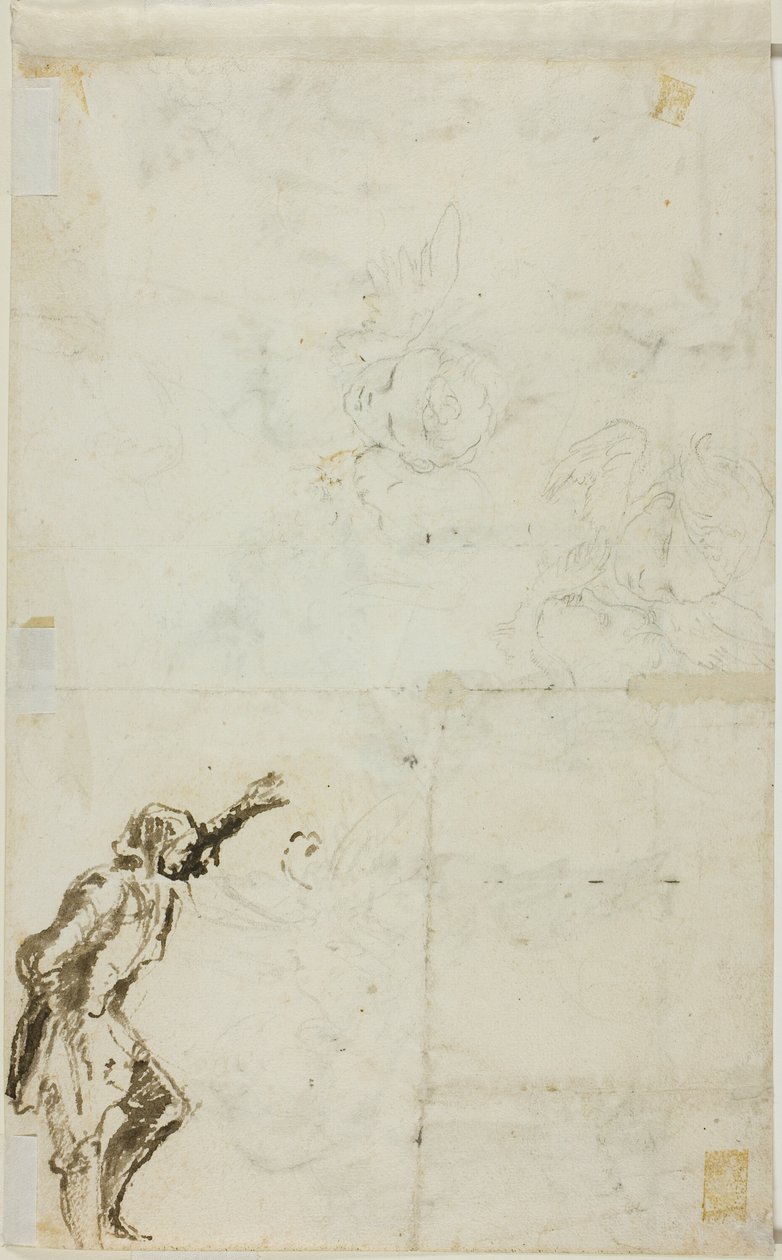 Eskizler Sayfası: Kolları Kalkmış Duran Adam, Cherubim by Giovanni Battista Piranesi