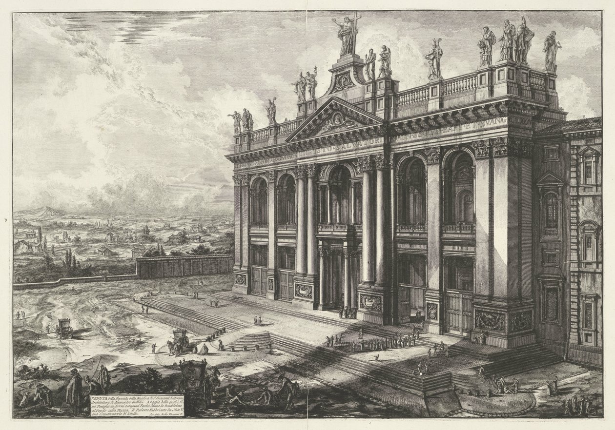 Sint-Jan van Lateranen te Roma St. John Lateran Bazilikası'nın Cephe Görünümü (...) (nesne üzerindeki başlık) Gezichten op Rome (seri başlığı) Giambattista Piranesi mimar Ve (nez) tarafından tasarlanan ve oyulan Roma'dan görüntüler iano (dizi adı) by Giovanni Battista Piranesi