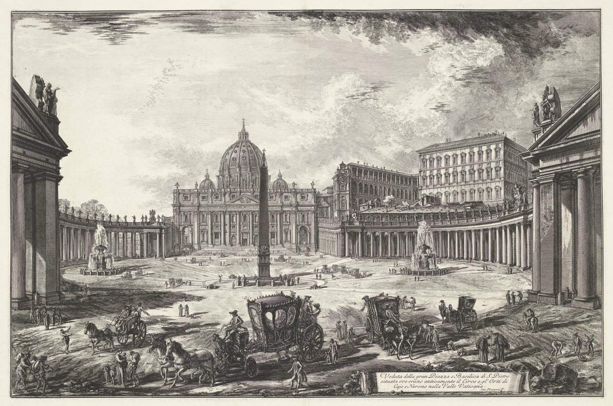 Sint-Pietersplein, Sint-Pietersbasiliek te Vaticaanstad ile bir araya geldi Büyük meydanın ve Aziz Petrus Bazilikası