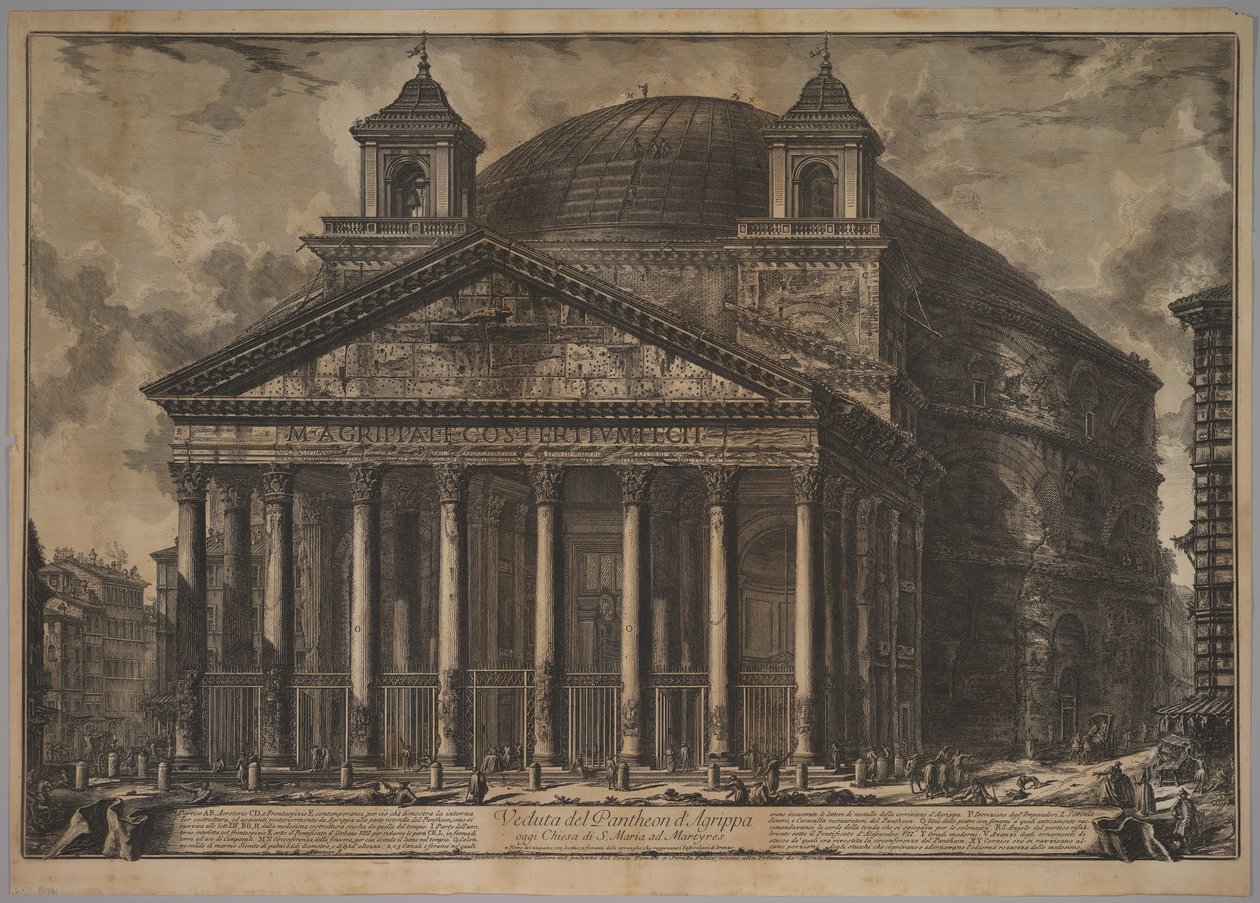 Agrippa Panteonunun Pantheon dış görünümü bugün S. Maria ad Martyres Kilisesi, 1720-78. by Giovanni Battista Piranesi