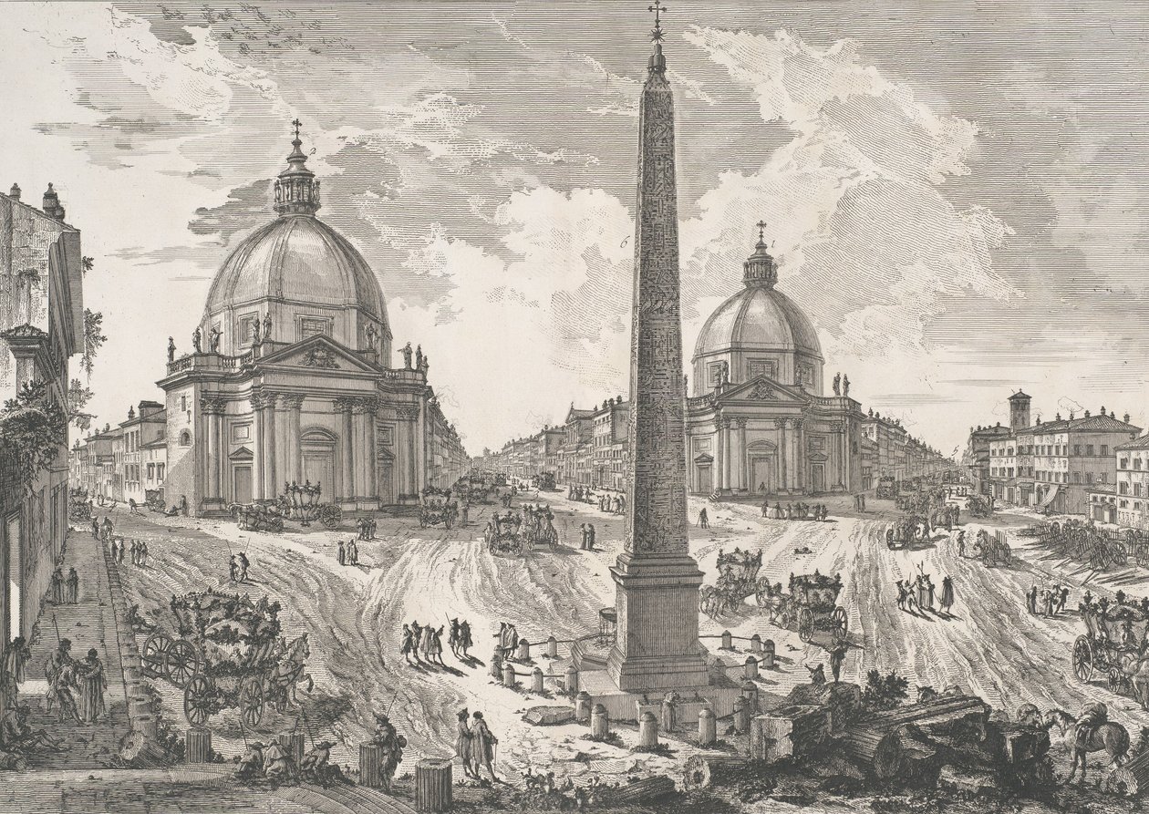 Piazza del Popolo'nun Piazza del Popolo Görünümü, yaklaşık. 1750. by Giovanni Battista Piranesi