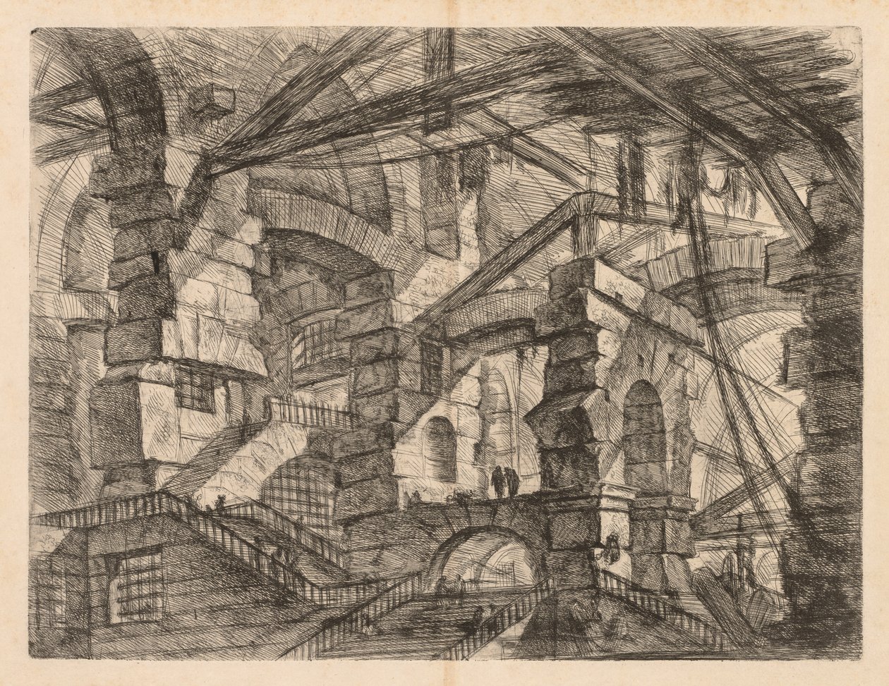 Hapishaneler: Zig-Zag Merdivenli Kolonadlara Bir Bakış by Giovanni Battista Piranesi