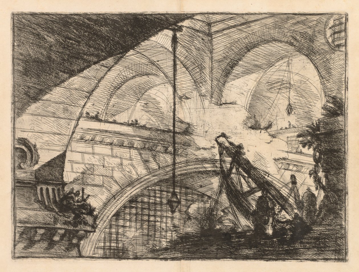 Hapishaneler: Kirişlerin Vinç Gibi Kurulduğu Bir Dizi Galeri, 1745-1750. by Giovanni Battista Piranesi
