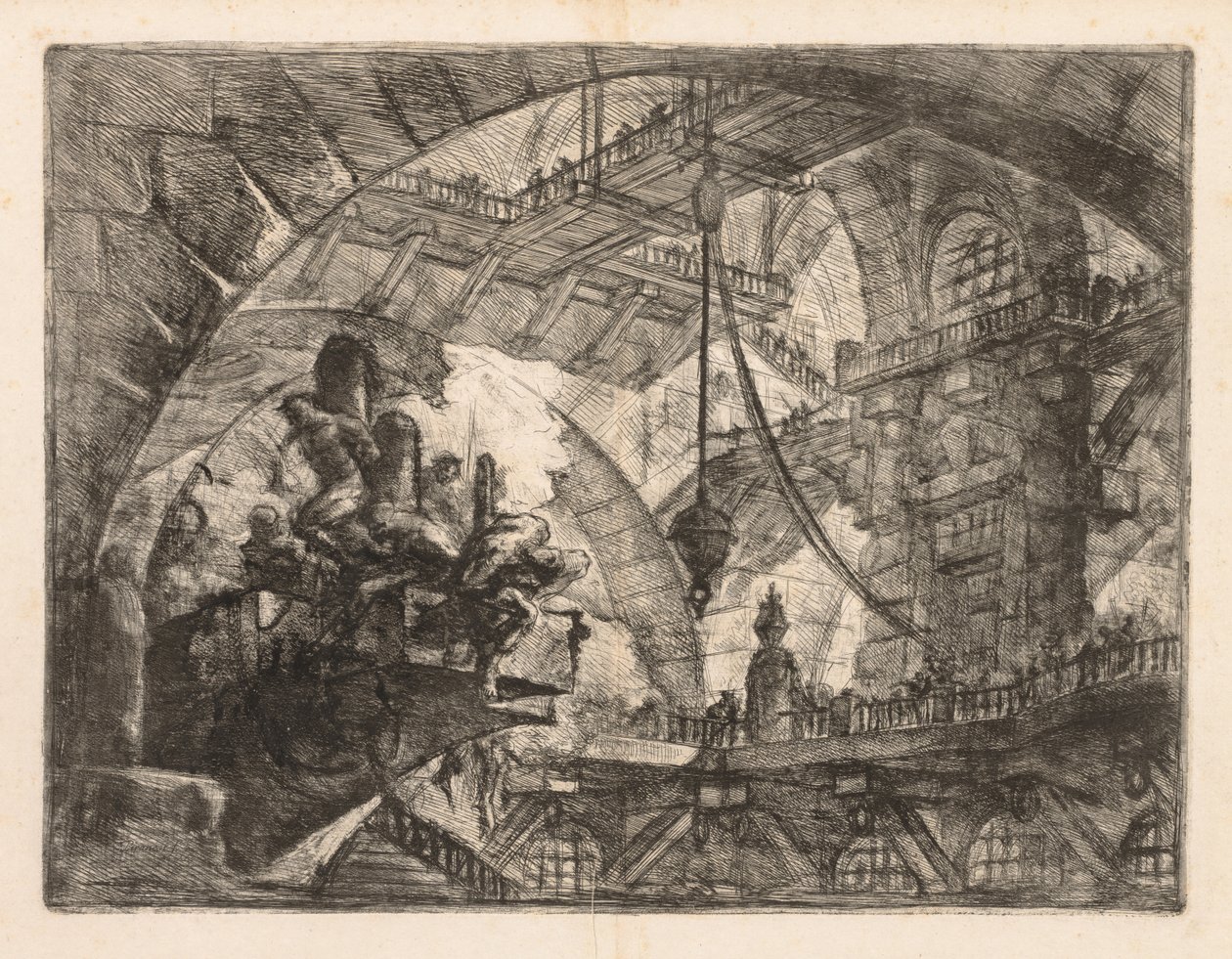 Hapishaneler: Bir Mahkum Grubuyla Geniş Bir Galeri by Giovanni Battista Piranesi