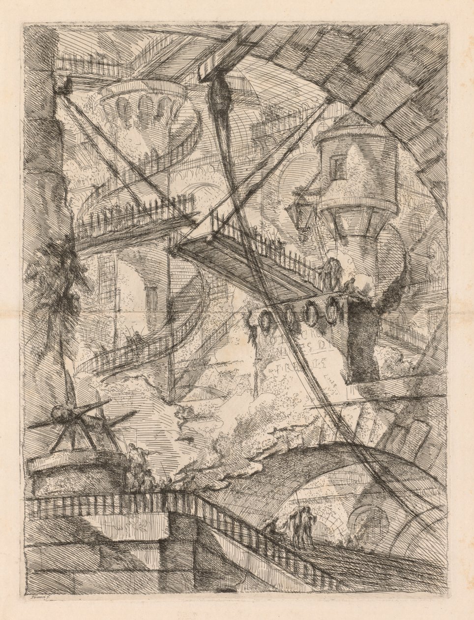 Hapishaneler: Asma Köprülü Muazzam Bir İç Mekan, 1745-1750. by Giovanni Battista Piranesi