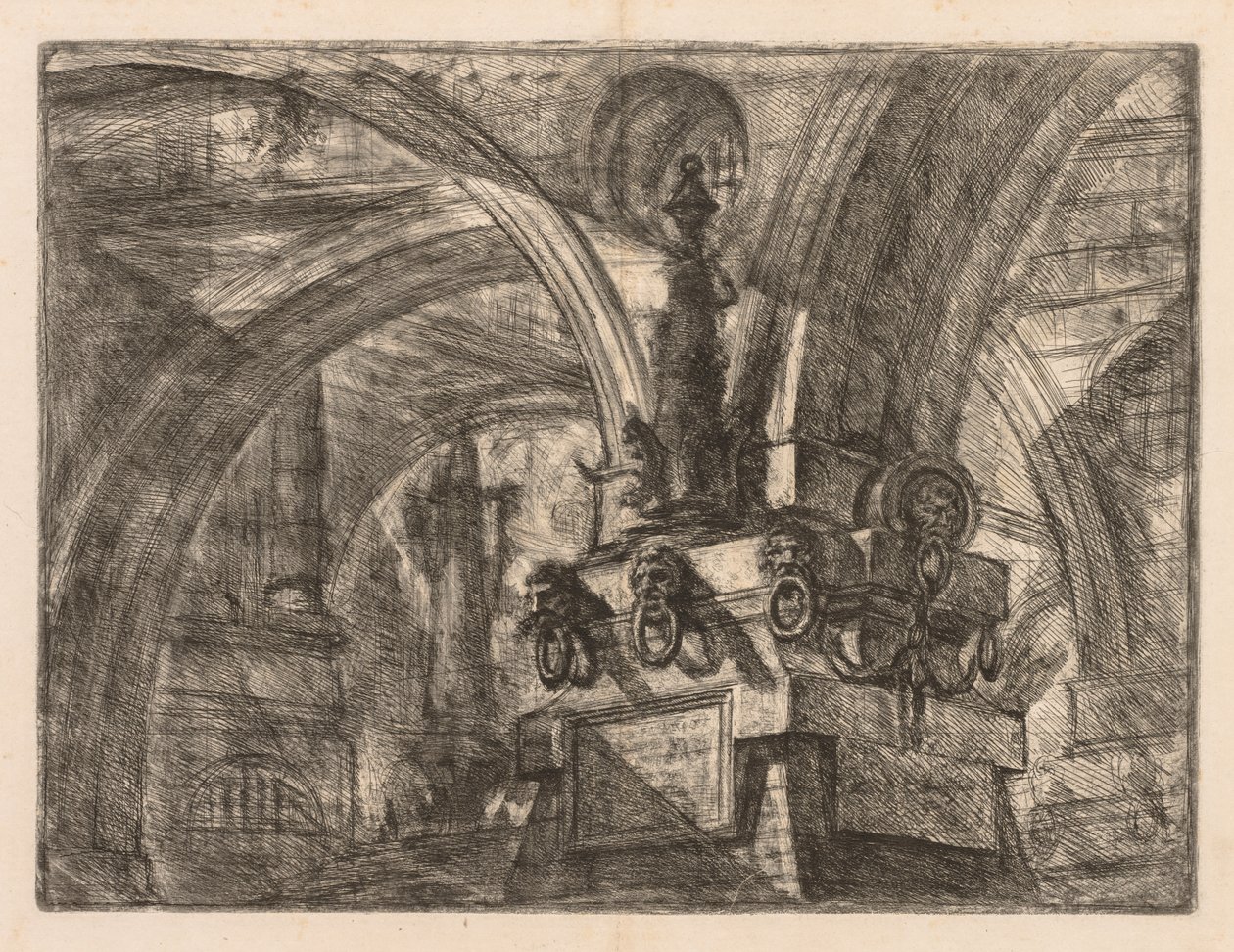 Hapishaneler: Kare Sütundan Yayılan Yuvarlak Kemerler by Giovanni Battista Piranesi