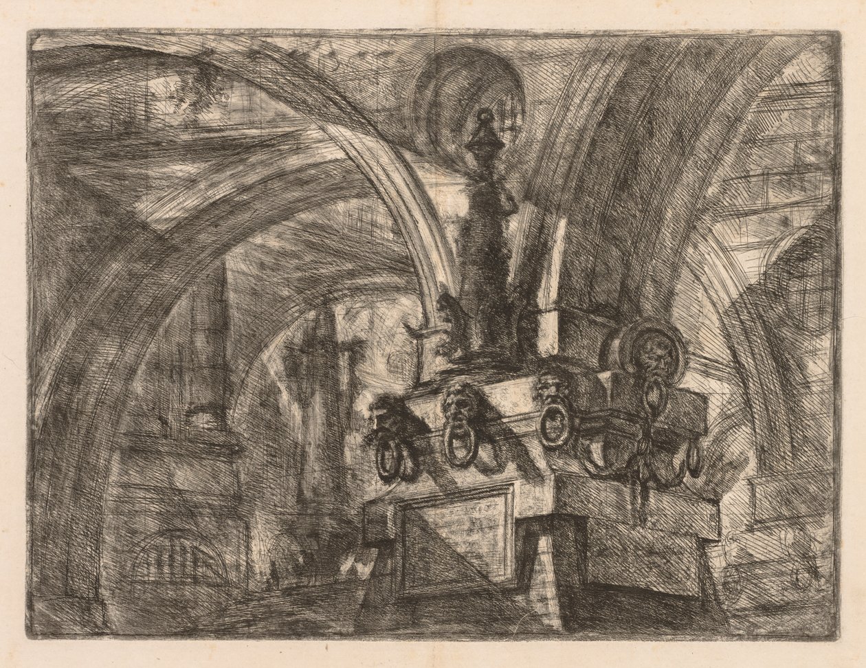 Hapishaneler: Kare Sütundan Yayılan Yuvarlak Kemerler, 1745-1750. by Giovanni Battista Piranesi
