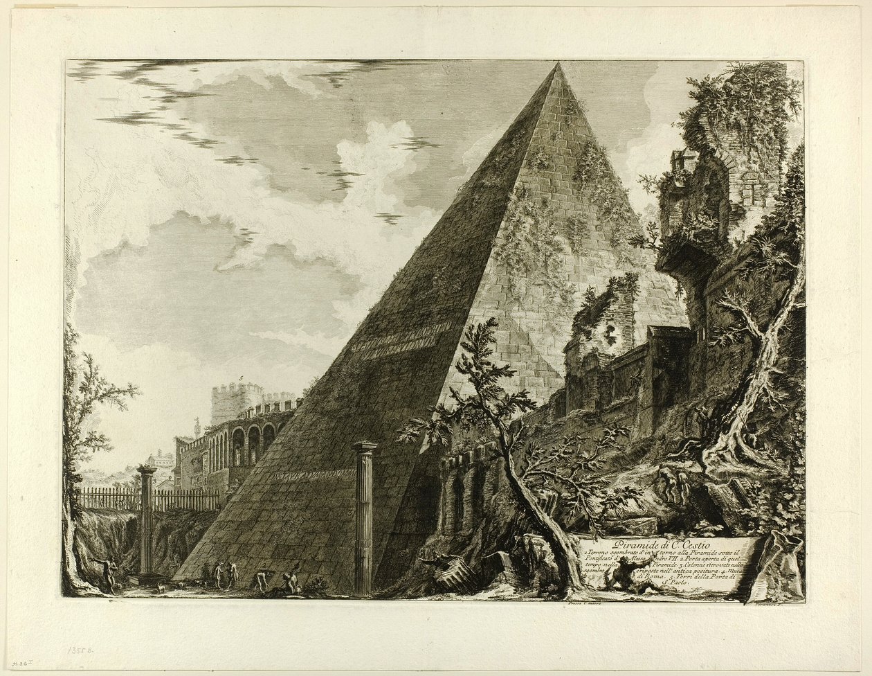 Views of Rome'dan Gaius Cestius Piramidi by Giovanni Battista Piranesi