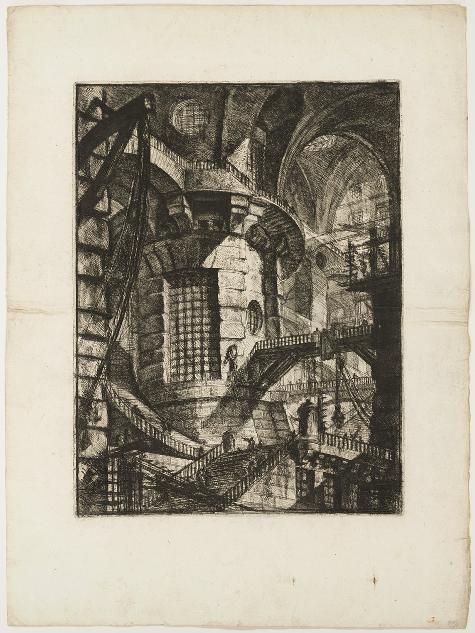 Yuvarlak Kule, Hayali Hapishanelerden 3. plaka by Giovanni Battista Piranesi