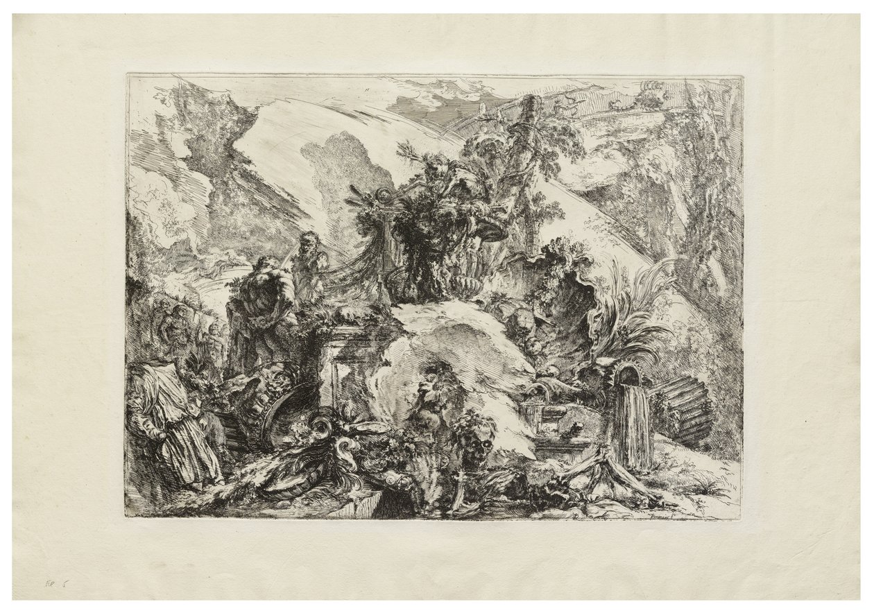 İskeletler, c. 1748 (kremalı kağıt üzerine gravür, kuru nokta ve parlatma ile gravür) by Giovanni Battista Piranesi
