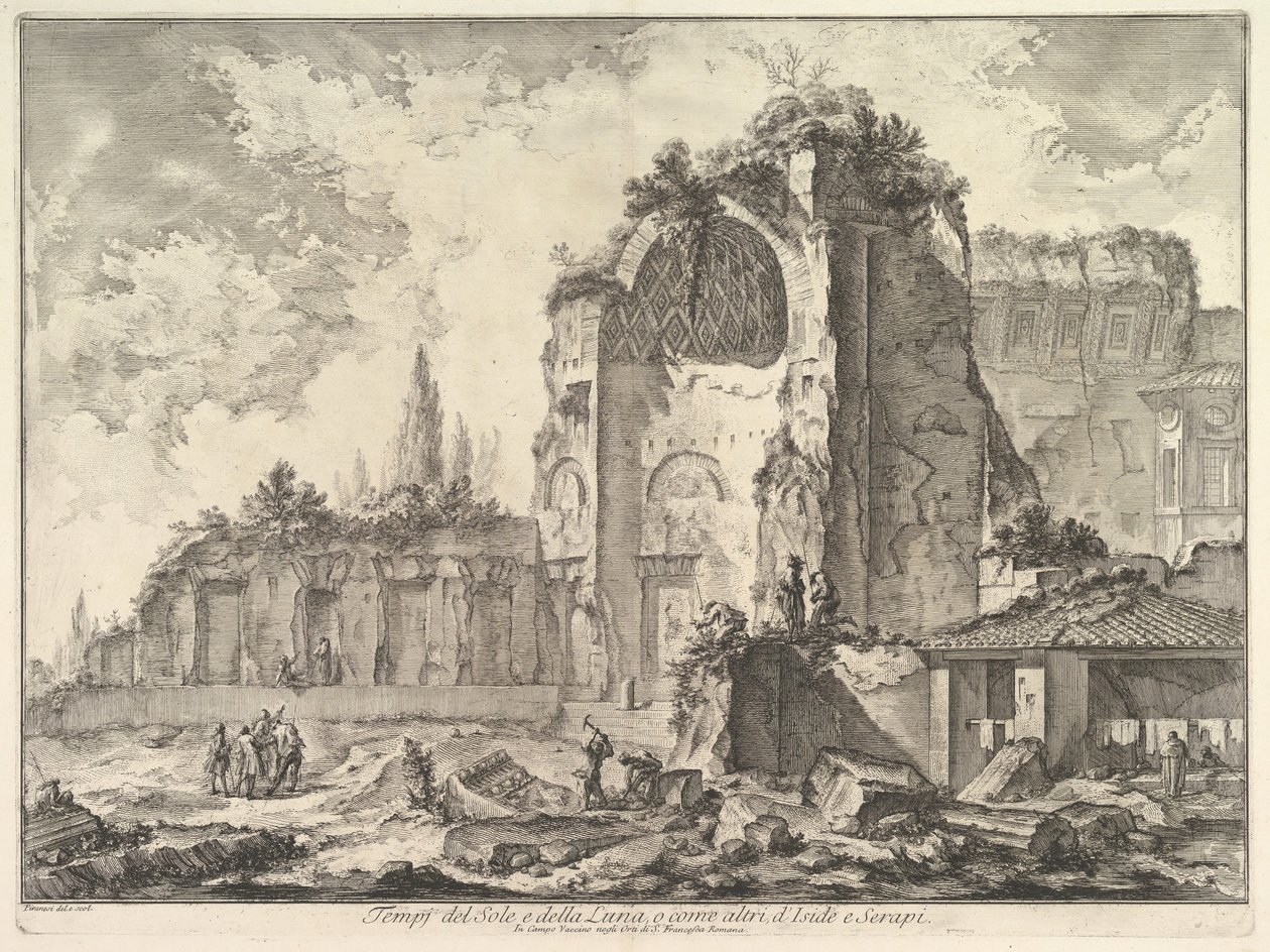 Venüs ve Roma Tapınağı, yanlışlıkla Sol Tapınağı ve Luna Veduta degli..., ca. 1759. by Giovanni Battista Piranesi