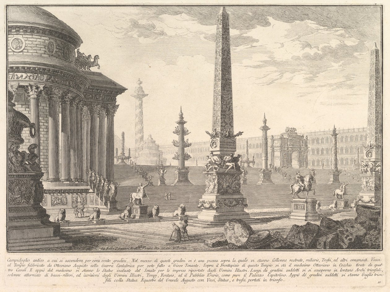 Antik Capitol yaklaşık yüz adım yükseldi. . . Campidoglio karınca..., ca. 1750. by Giovanni Battista Piranesi