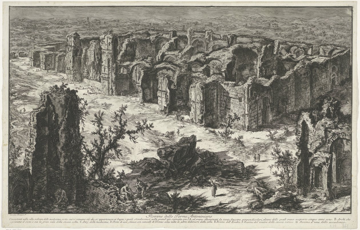 Thermen van Caracalla te Roma Antoninus Hamamı Harabeleri (nesne üzerindeki başlık) Gezichten op Roma (dizi adı) Giambattista Piranesi mimarı Ve (nez) iano tarafından tasarlanan ve işlenen Roma manzaraları (seri başlığı) by Giovanni Battista Piranesi