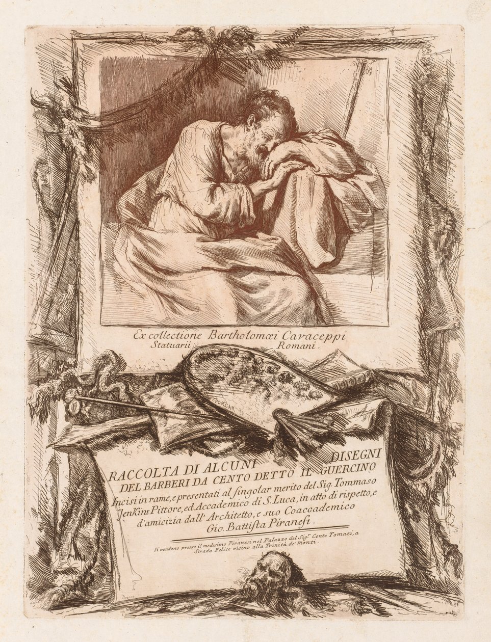 Barberi'nin Cento Ietto il Gerucino'dan bazı çizimlerinin Koleksiyonunun Başlık Sayfası, 1764. by Giovanni Battista Piranesi