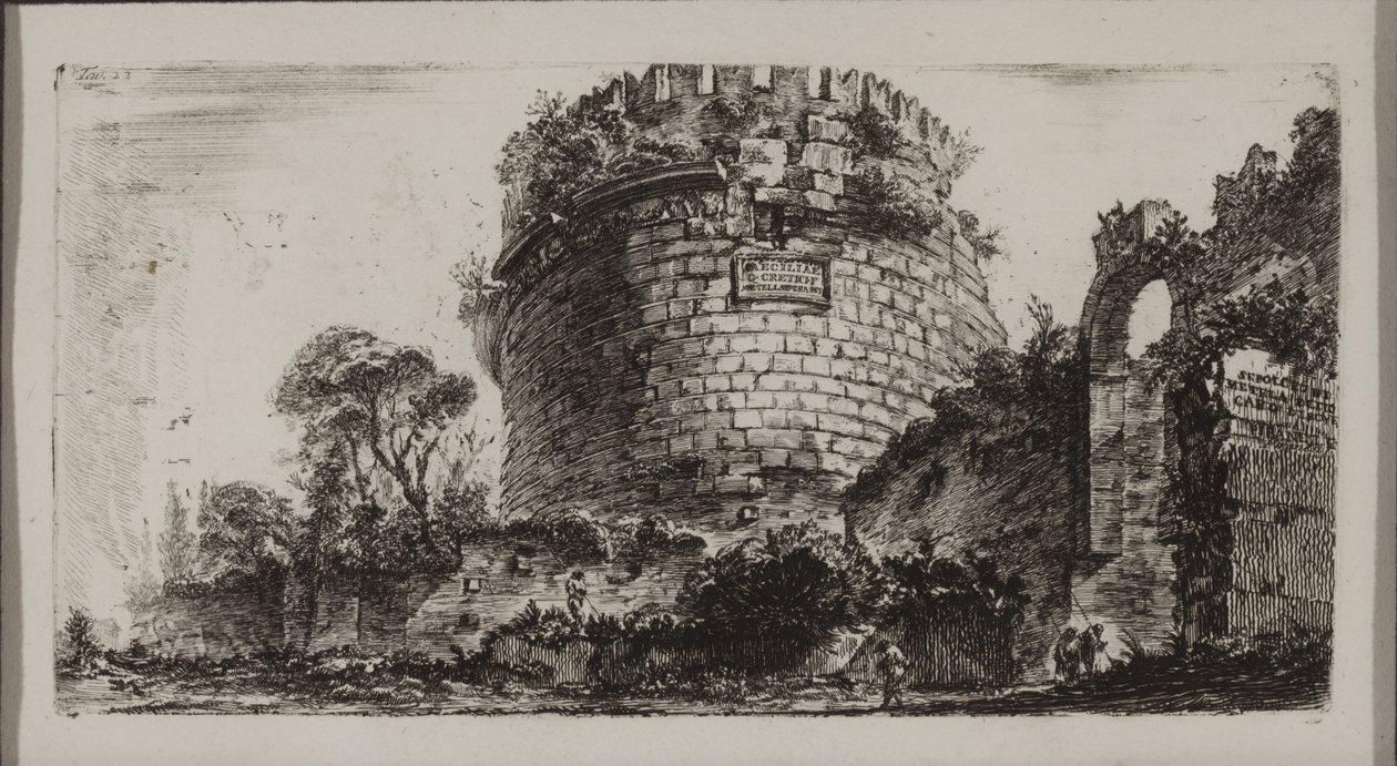 Capo di Bove veya Ox Head olarak adlandırılan Caecilia Metella Mezarı by Giovanni Battista Piranesi
