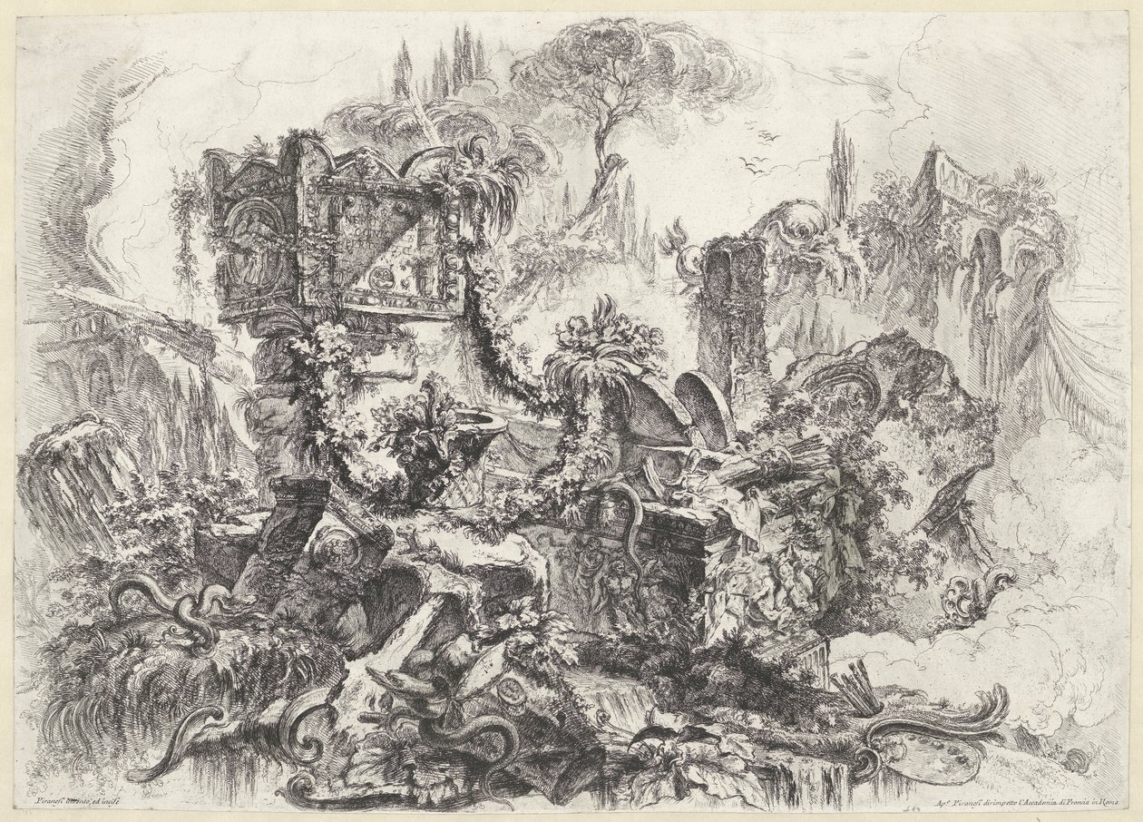 Mezarlar van Nero Dekoratif kaprisler (eski seri başlığı) Groteskler (dizi adı) by Giovanni Battista Piranesi