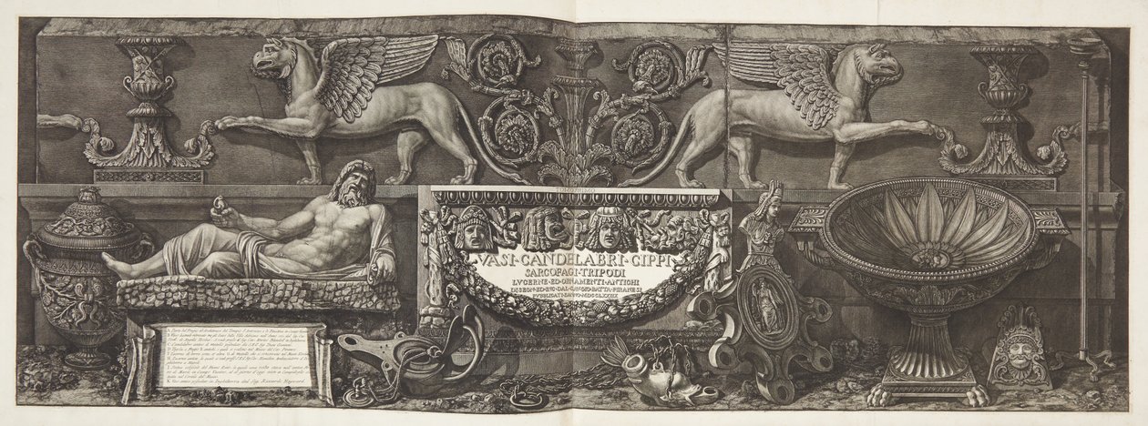 "Vazolar, şamdan, cippi, lahitler ...", başlık sayfası cilt. bu by Giovanni Battista Piranesi
