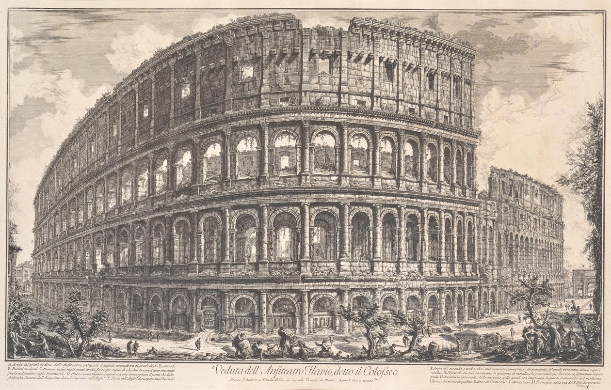 Kolezyum olarak bilinen Flavian Amfitiyatrosu'nun görünümü, 1757. by Giovanni Battista Piranesi