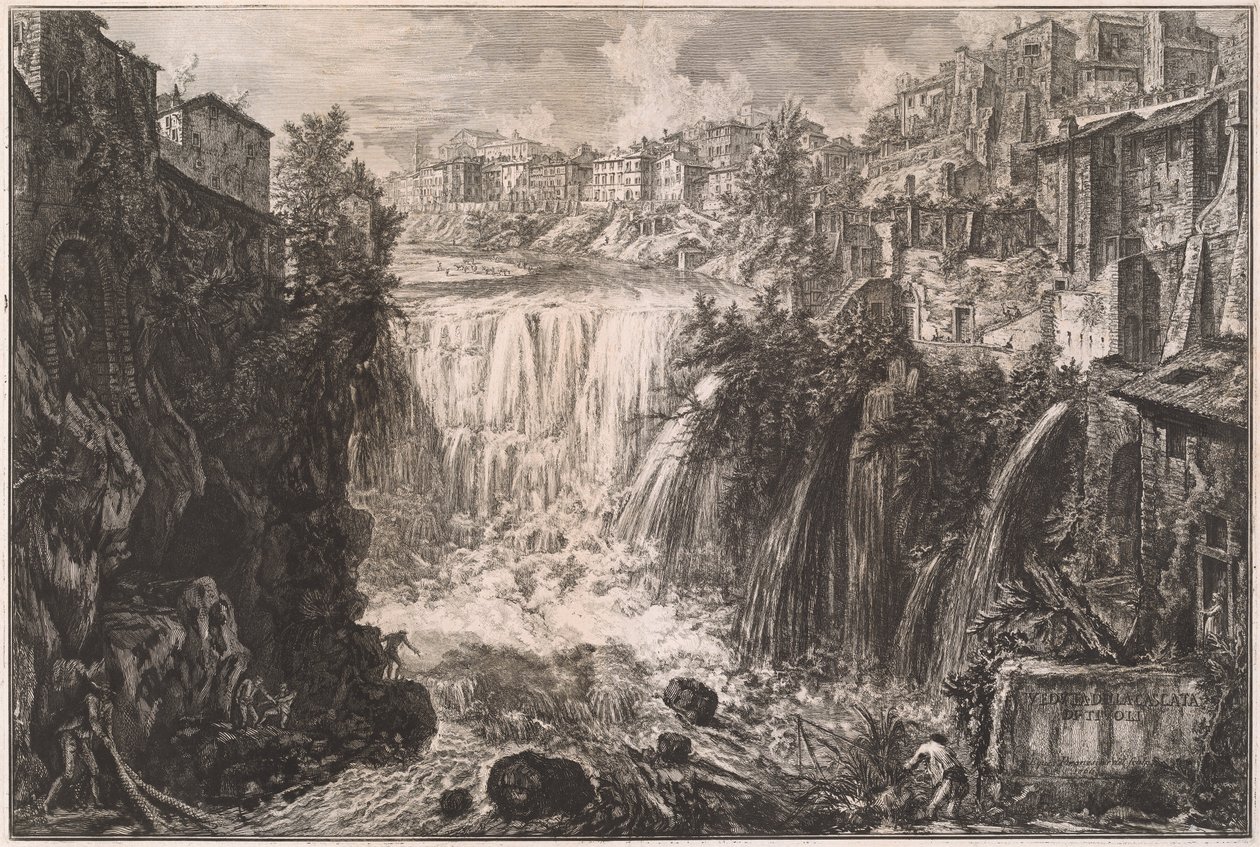 Tivoli şelalesinin görünümü by Giovanni Battista Piranesi