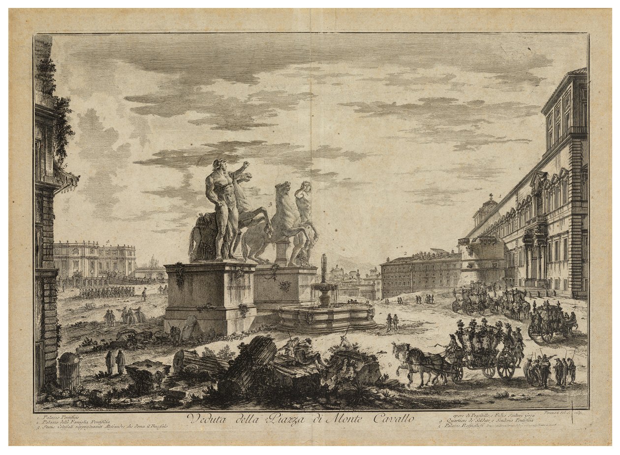 Piazza di Monte Cavallo (Quirinale) manzarası by Giovanni Battista Piranesi