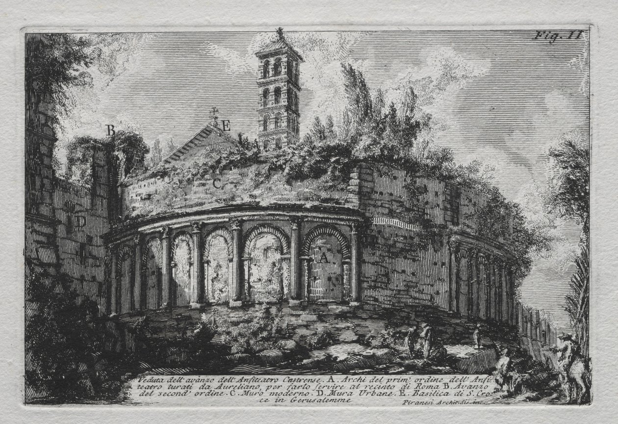 Castranse Amfitiyatrosu kalıntılarının görünümü. by Giovanni Battista Piranesi