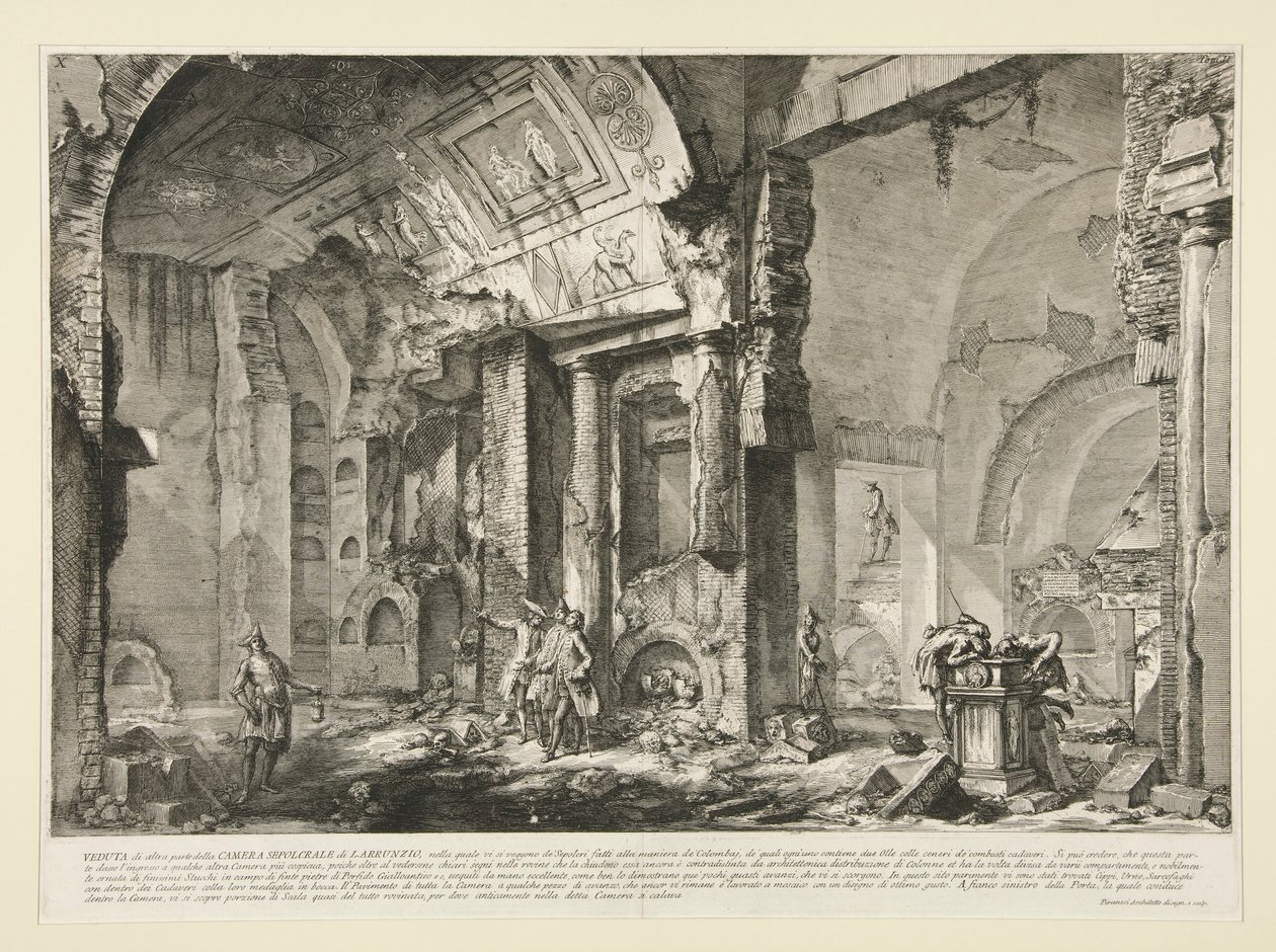 Le Antichit'ten L. Arruntius'un mezar odasının başka bir bölümünün görünümü? Roma by Giovanni Battista Piranesi