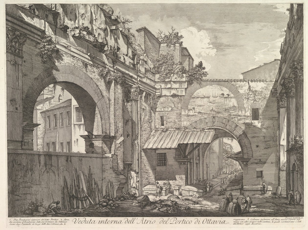 Portico di Ottavia Atriyumunun İç Görünümü Porti Atriumunun İç Görünümü ..., 1760. by Giovanni Battista Piranesi