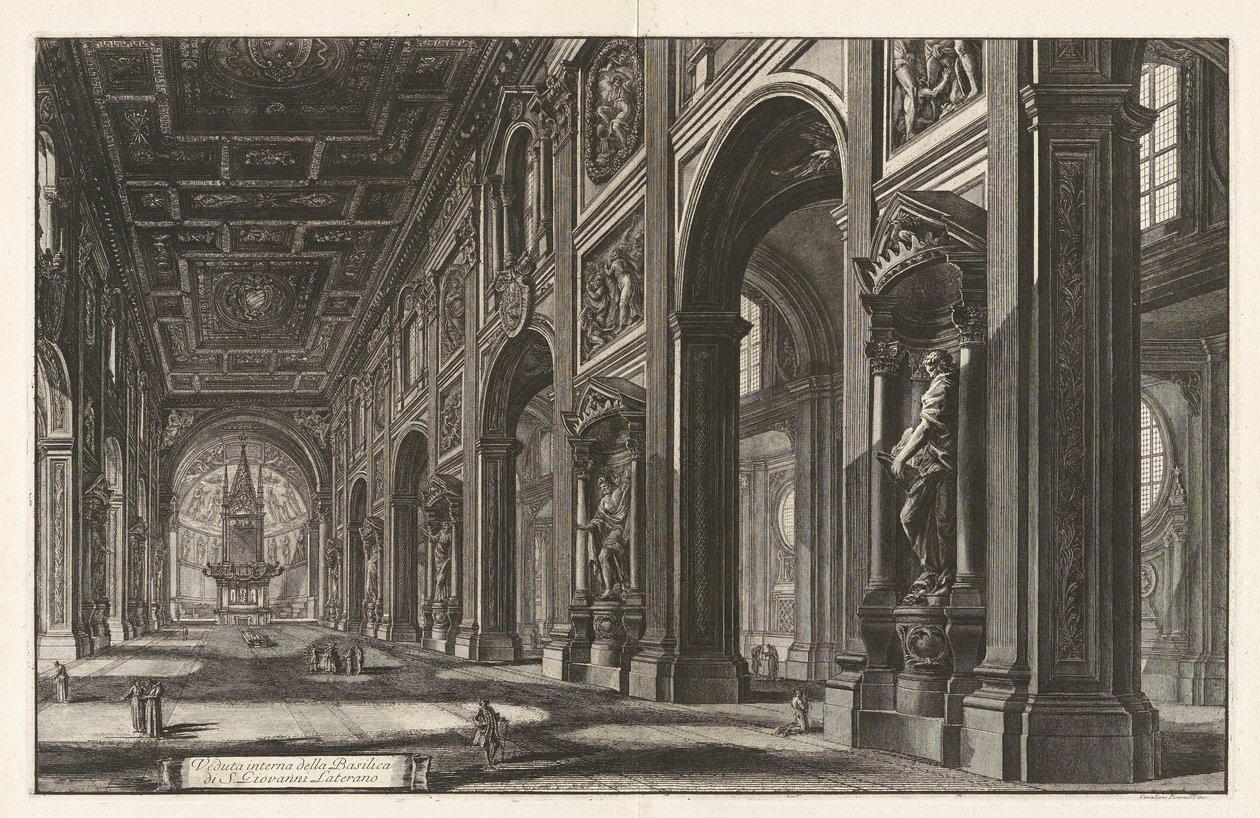 Vedute di Roma'dan San Giovanni Laterano Bazilikası'nın İç Görünümü (Roma Manzarası) by Giovanni Battista Piranesi
