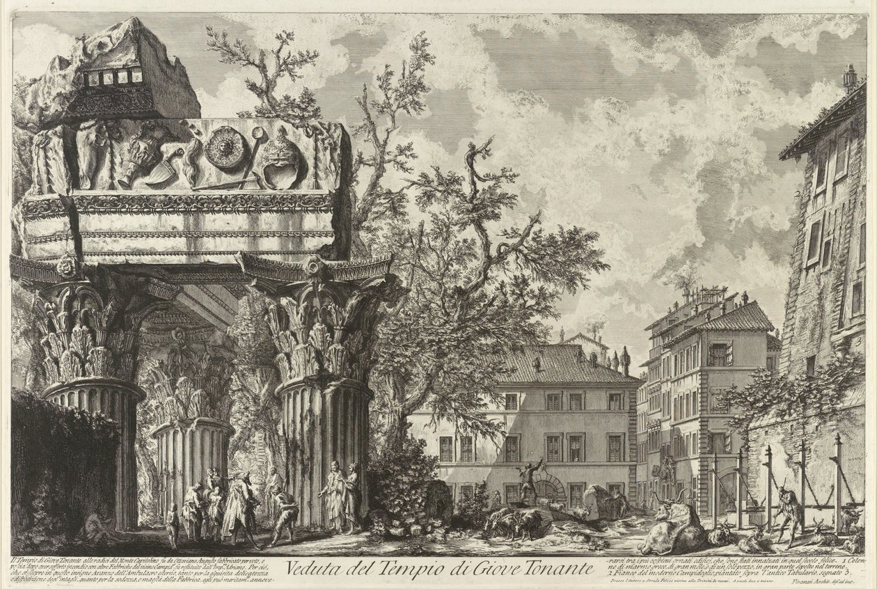 Jüpiter Tonans Tapınağı ile Veduta, c. 1755 by Giovanni Battista Piranesi