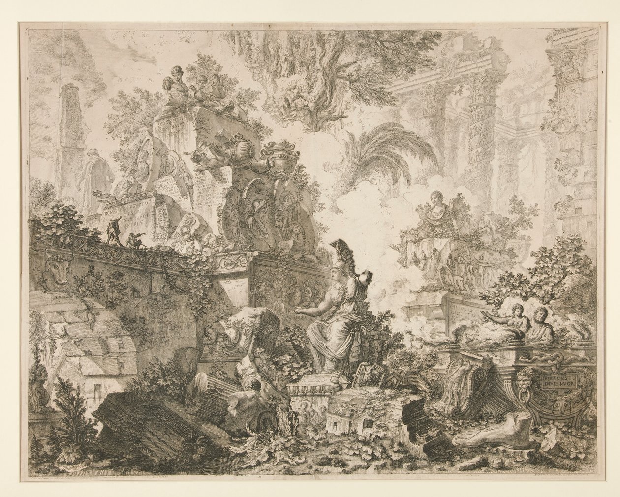 Roma Manzaraları: Minerva heykeli ile cephe by Giovanni Battista Piranesi