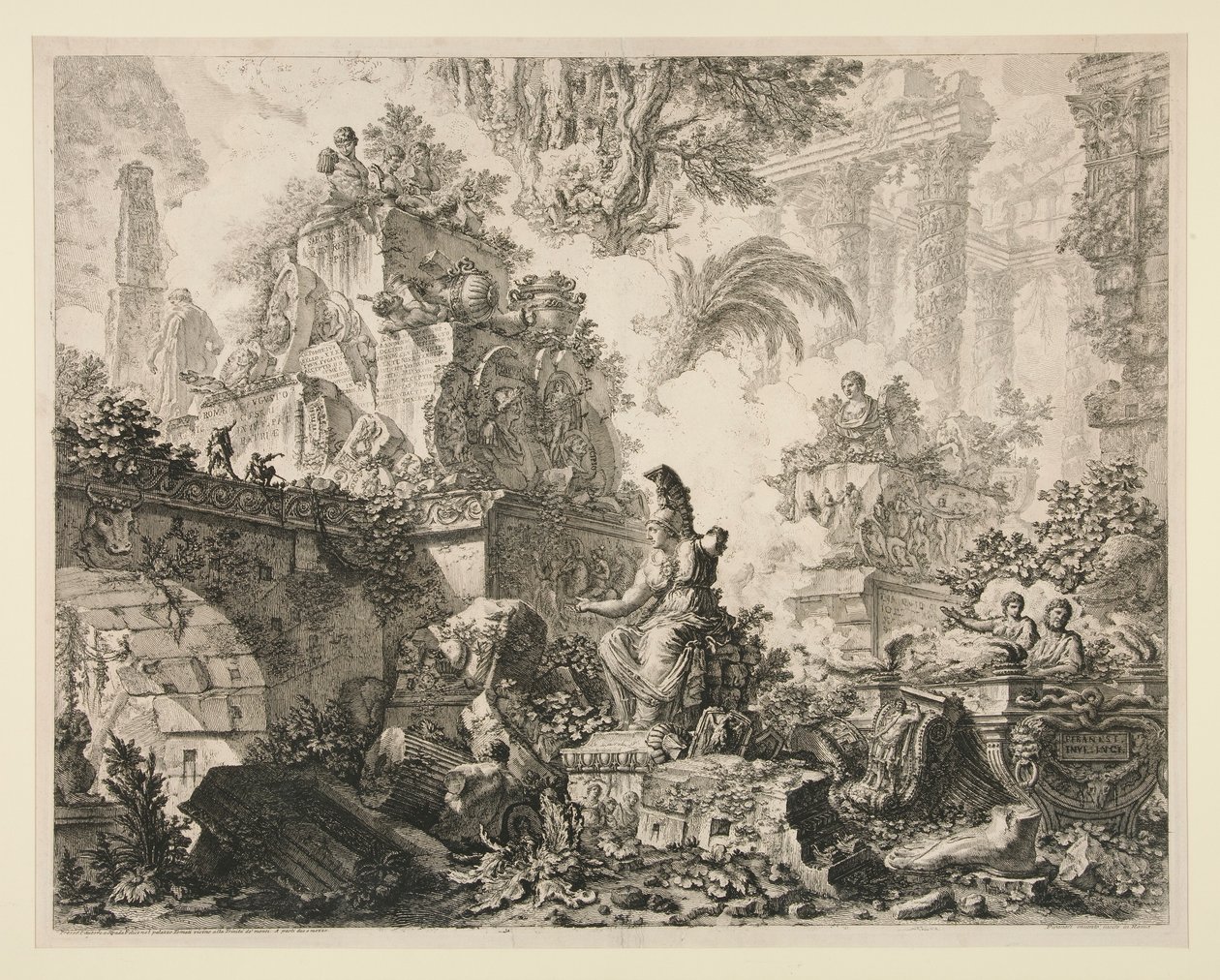 Roma Manzaraları: Minerva heykeli ile cephe by Giovanni Battista Piranesi